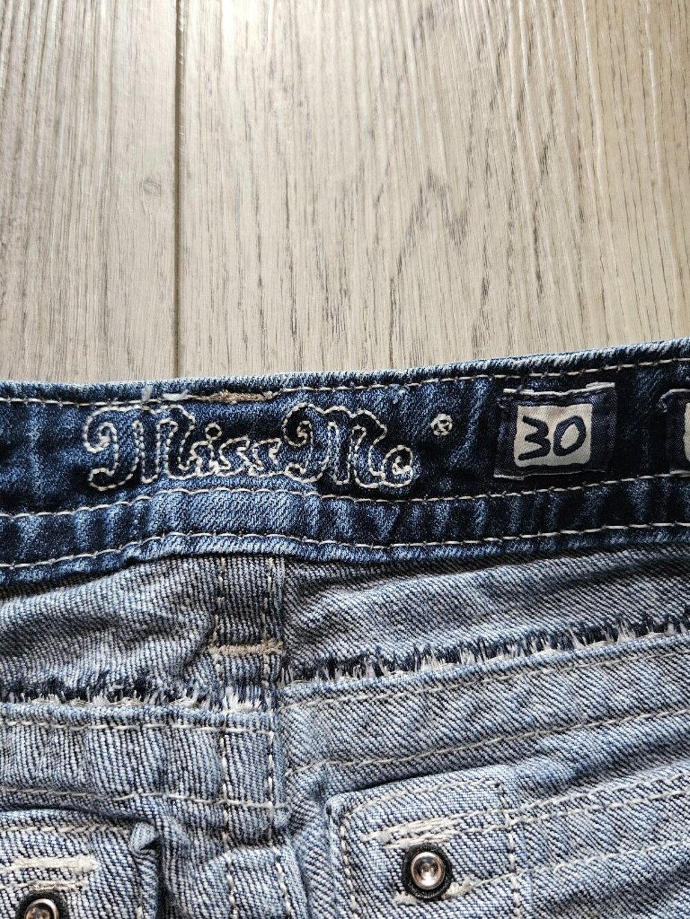 Miss Me Medium Blue Rhinestone Embellished Skinny Jeans - Picture 9 of 13